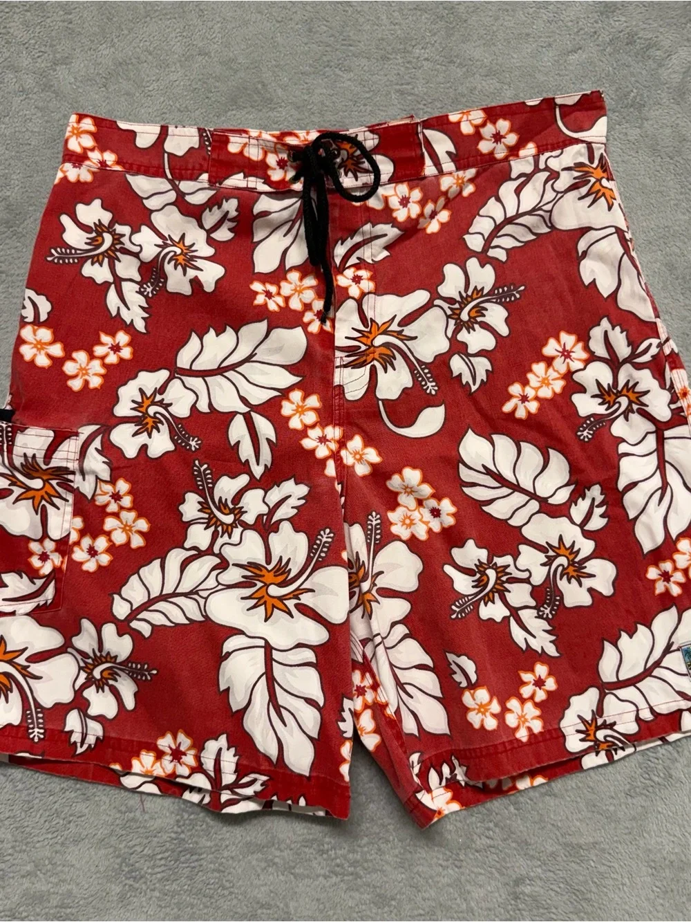 Vintage Tropical L’Attitude Mens 38 Board Shorts Hawaiian Floral Surf Y2K Swim